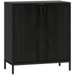 Aparador para Sala de Estar Moderno com Prateleira Ajustável e Base Elevada 80x40x90 cm Preto