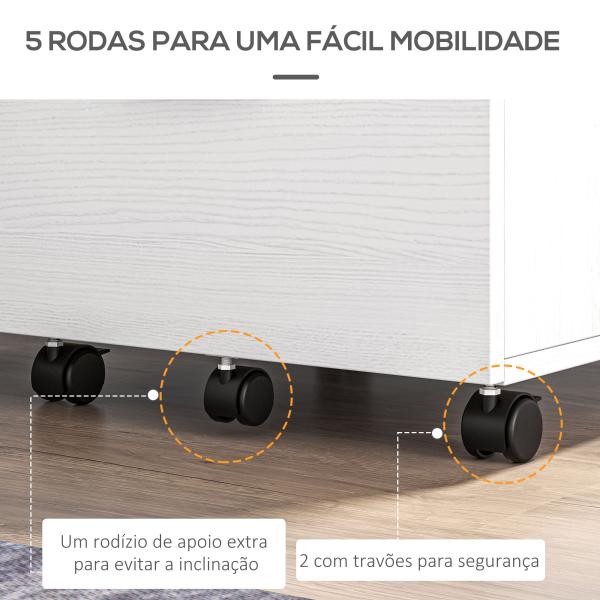 Arquivador para Escritório com 2 Compartimentos com Rodas Arquivador Móvel para Arquivos A4 ou Documentos 39,5x39x58,5 cm Branco