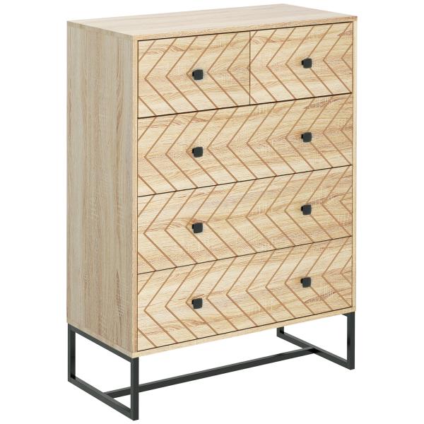 Cómoda com 5 Gavetas Estilo Retrô Móvel Auxiliar de Madeira para Sala de Estar Corredor 80x39,5x110 cm Madeira e Preto