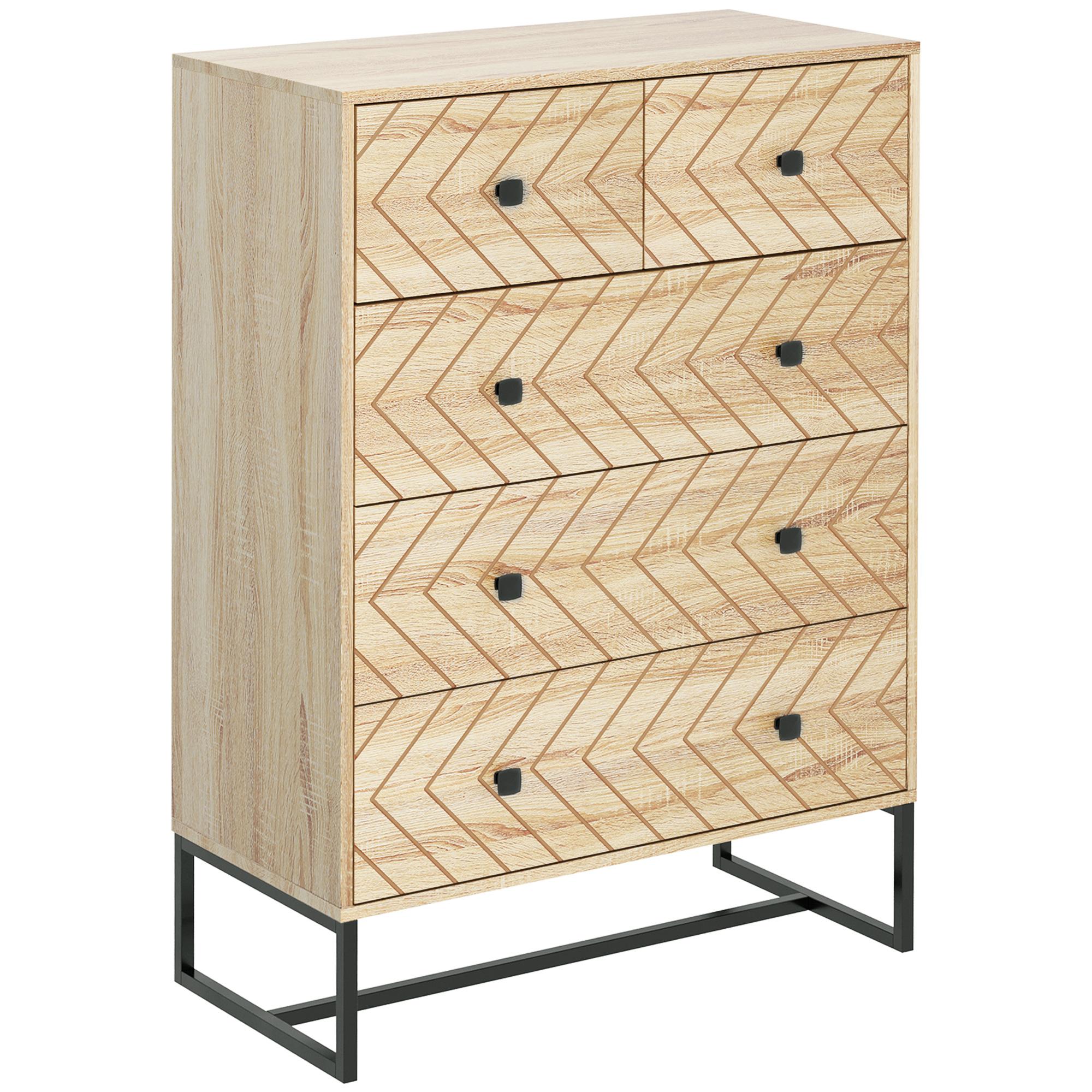 Cómoda com 5 Gavetas Estilo Retrô Móvel Auxiliar de Madeira para Sala de Estar Corredor 80x39,5x110 cm Madeira e Preto