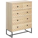 Cómoda com 5 Gavetas Estilo Retrô Móvel Auxiliar de Madeira para Sala de Estar Corredor 80x39,5x110 cm Madeira e Preto