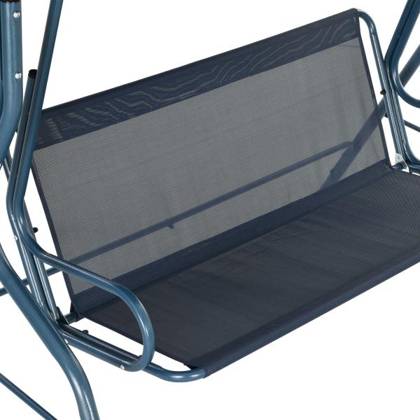 Baloiço de Jardim de 2 - 3 Lugares com Almofada Toldo Ajustável Terraço Patio Capacidade 240kg 170x110x153cm Azul e Branco