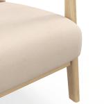 Poltrona Sala de Estar Nórdica Acolchoada com Apoio para os Braços e Estrutura de Madeira de Borracha 61x78x76 cm Bege