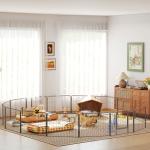 Parque para Cães com 16 Painéis e 2 Portas, Recinto em Aço para Interior e Exterior 80x60 cm Cinzento