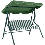 Baloiço de Jardim de 2 - 3 Lugares com Almofada Toldo Ajustável Terraço Patio Capacidade 240kg 170x110x153cm Verde e Branco