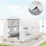 Estufa Tipo Túnel 350x200x200 cm com Portas Enroláveis e 6 Janelas Cobertura de PE Estrutura de Metal Branco