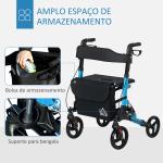 Andarilho Idosos Dobrável de Alumínio com Altura Ajustável Travão e Bolsa de Transporte 66x65x80 - 93 cm Preto e Azul