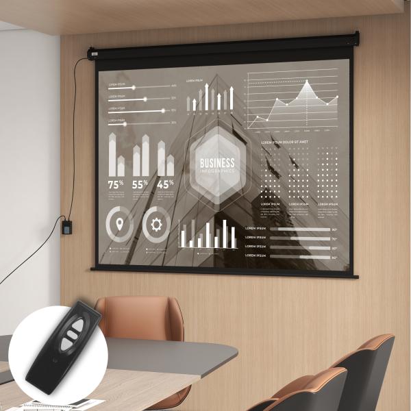 Ecrã de Projeção Elétrico 100" 4:3 com Comando à Distância para Interior e Exterior Preto