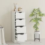 Armário Estreito de Casa de Banho com 4 Gavetas e Puxadores Embutidos para Espaços Reduzidos 29x29x83 cm Branco
