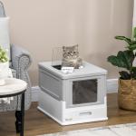 Caixa de Areia para Gatos Dobrável Caixa de Areia para Gatos Fechada com Bandeja Removível e Pá 47,5x35,5x36,7cm Cinza