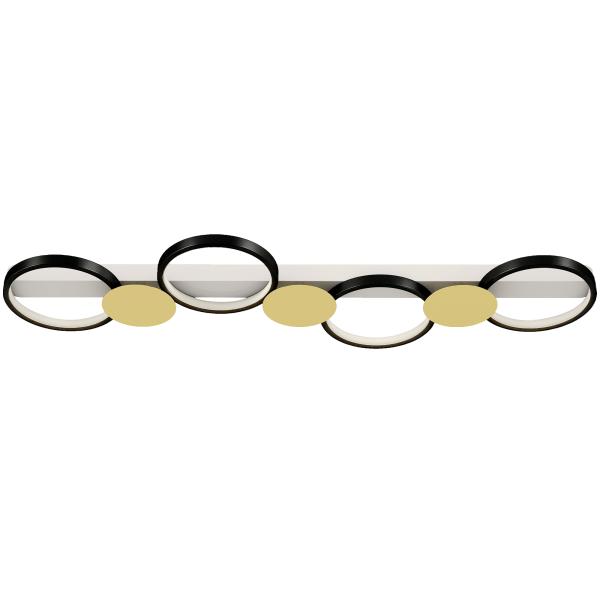 Candeeiro de Teto Regulável com 4 Focos Controlo Remoto Modos de Cena 1500 lm 38 W 3000 K - 6500 K 100x31x7 cm Preto e Dourado