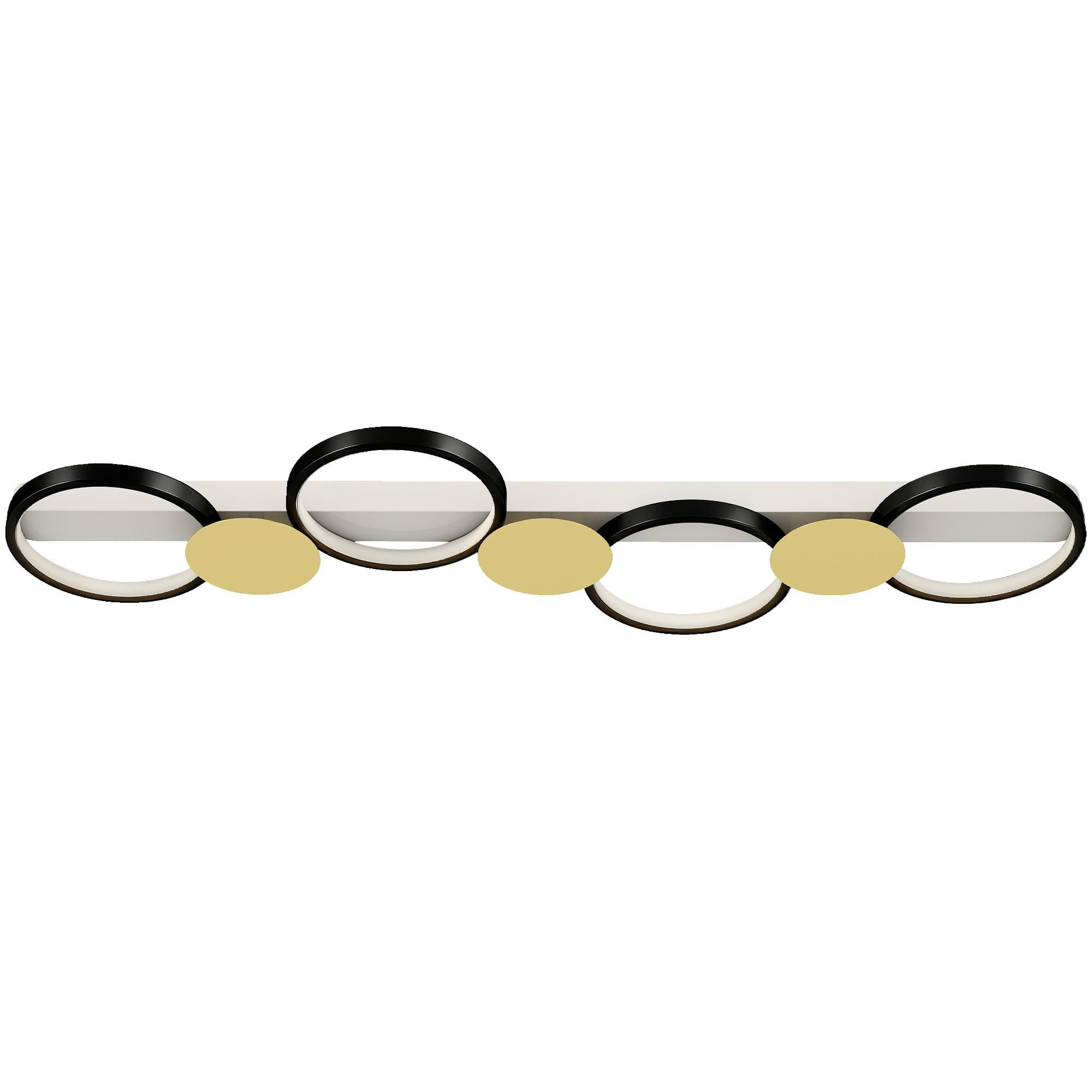 Candeeiro de Teto Regulável com 4 Focos Controlo Remoto Modos de Cena 1500 lm 38 W 3000 K - 6500 K 100x31x7 cm Preto e Dourado