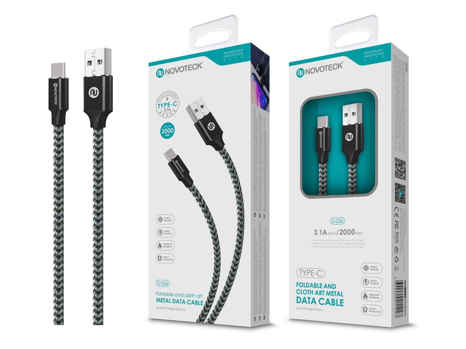 Cabo Type-C 6A 50W 1M Negro Durabilidade Nylon Trançado S-065