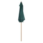 Chapéu de Sol Ø250x230cm Chapéu de Sol com Mastro de Madeira com 6 Hastes Sistema de Polia com Fixação para Jardim Pátio Terraço Verde