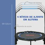 Trampolim Fitness Ø102 Trampolim Dobrável com Pega Ajustável em 4 Níveis Estrutura de Aço Azul