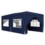 Tenda Dobrável 3x6 m com Painéis Laterais UPF50+ Tenda de Jardim com Altura Ajustável e Bolsa de Transporte Azul Escuro