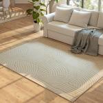 Tapete Sala de Estar 160x230 cm Tapete Pelo Curto Estilo Moderno Base Antiderrapante Tecida à Máquina Creme