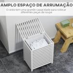 Cesto de Roupa de Bambu Cesto Roupa Suja Capacidade 55L com Bolsa Amovível Forma Retangular 50x36x60 cm Branco