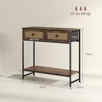 Mesa Consola Móvel de Entrada com Prateleira Aberta 2 Gavetas Frente em Vime Consola de Entrada 80x30x75 cm Marrom Rústico