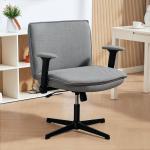 Cadeira de Escritório com Apoios de Braço Rebatíveis Assento Altura Ajustável Função Basculante 76x70x85 - 97 cm Cinzento