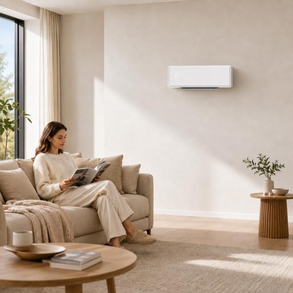 Aquecedor Elétrico Cerâmico de Parede 2000W com 3 Modos Temporizador Detecção de Janelas Abertas 54x18,7x12,3 cm Branco