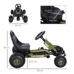 Kart a Pedais com Assento Ajustável Embreagem Travão de Mão para Crianças de 3 - 6 Anos 99x65x56 cm Verde e Preto