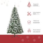 Árvore de Natal Artificial 180cm com 800 Ramos e 61 Pinhas Folhas de PVC com Efeito Neve Base Dobrável Verde