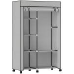 Roupeiro de Tecido Dobrável com 6 Prateleiras 1 Barra de Pendurar e Rodas para Dormitório Vestidor 103x43x162,5 cm Cinza