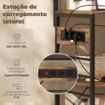 Estante de Cozinha com Três Tomadas e Luzes LED Estilo Industrial com Prateleiras para Micro - ondas 80x42x162 cm Castanho Rústico e Preto