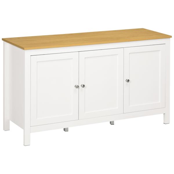 Aparador Sala de Estar com 3 Portas e Prateleiras Ajustáveis Estilo Moderno 120x40x70 cm Branco e Madeira