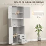 Armário de Cozinha Rústico Armário Alto de Cozinha com Portas Compartimentos Abertos Gavetas e Prateleiras Ajustáveis Anti - Tombo para Sala de Jantar 70x40x180 cm Branco