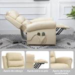 Poltrona Reclinável Elétrica Levanta Pessoas com Massagem Vibratória e Aquecimento 98x96x105 cm Creme