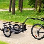 Reboque de Carga para Bicicleta Carrinho Dobrável para Bicicleta com 2 Rodas Refletores Carga 40 kg 155x71,5x77 cm Preto