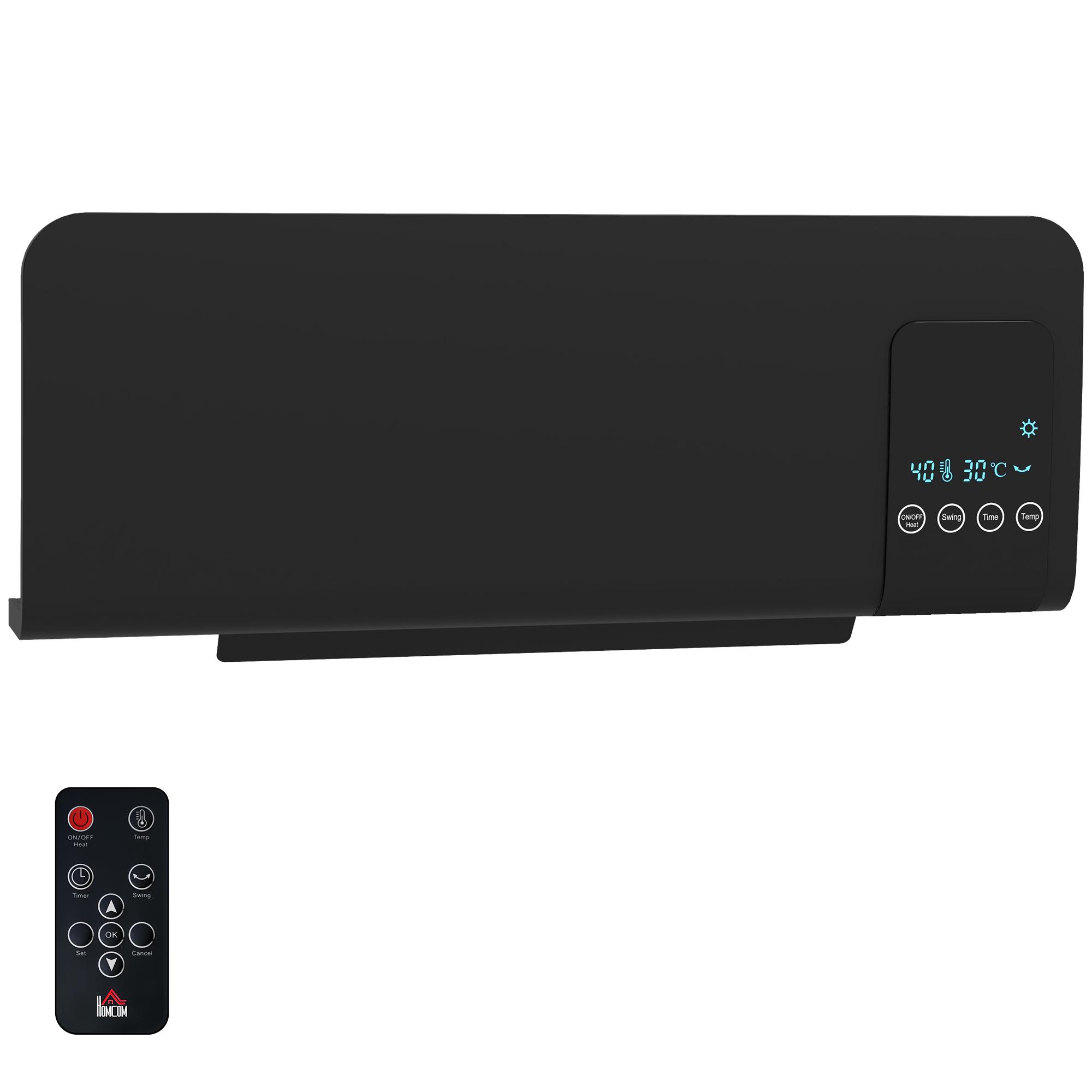 Aquecedor Elétrico de Parede 1000W/2000W 54,5x12x21,5 cm Preto