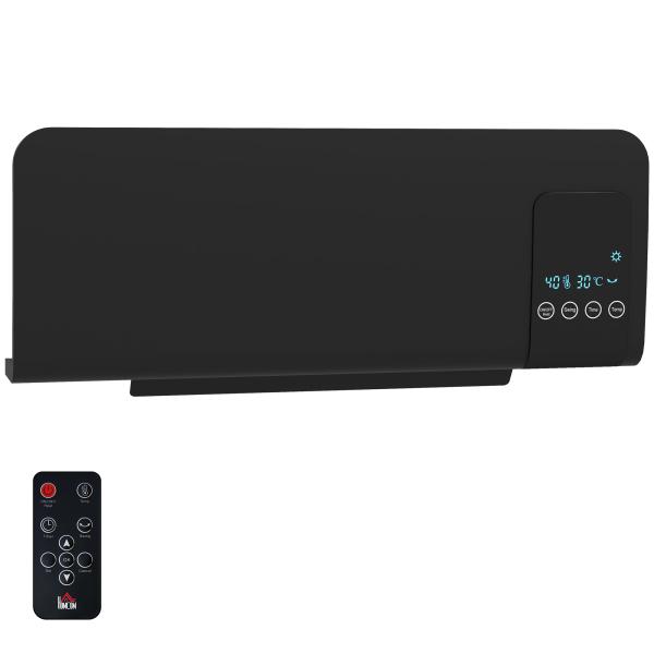 Aquecedor Elétrico de Parede 1000W/2000W 54,5x12x21,5 cm Preto