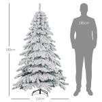 Árvore de Natal Ø116x180 cm Neve Artificial com 627 Pontas de PVC Base Dobrável e Suporte de Metal Decoração de Natal Verde e Branco