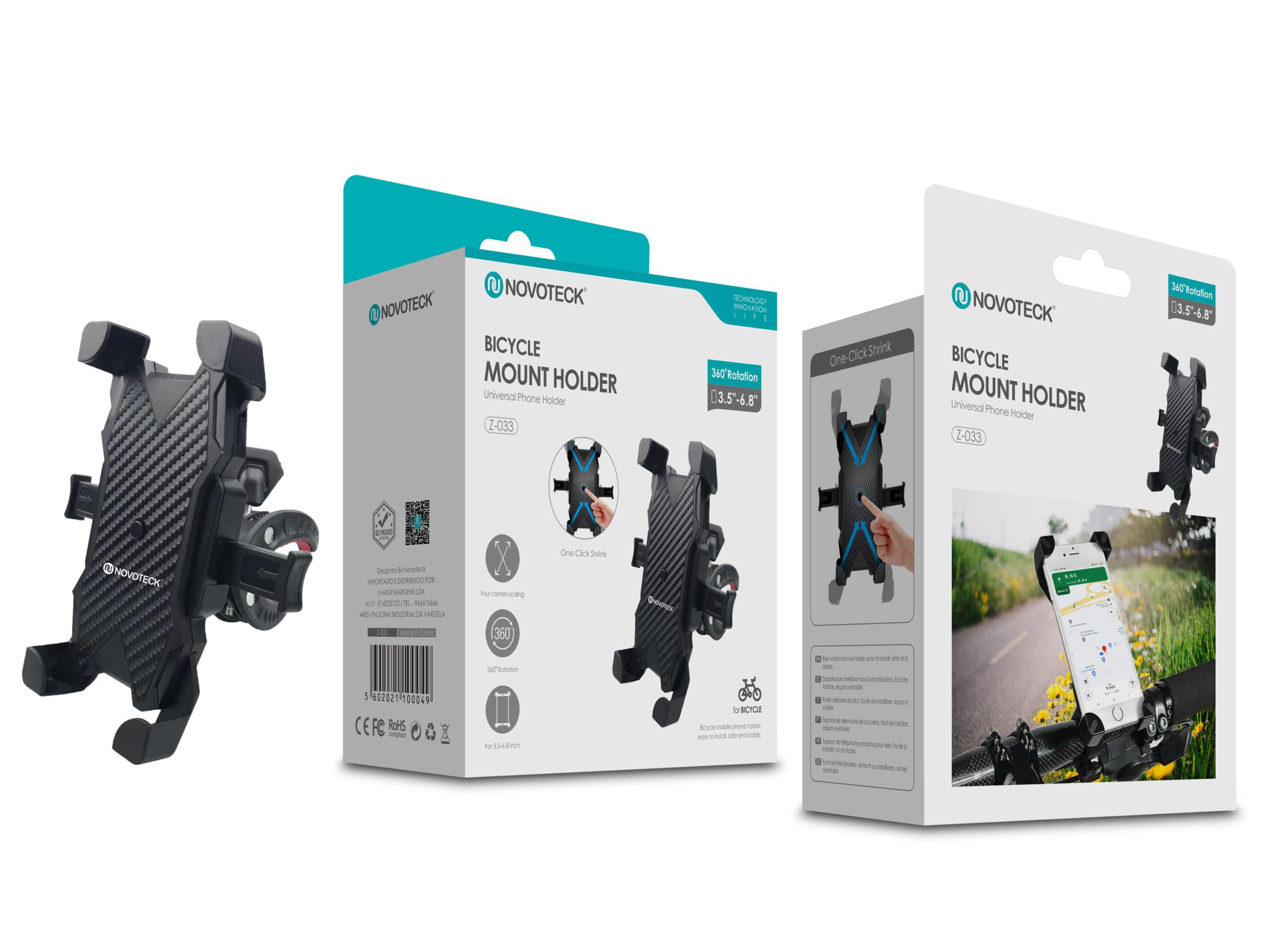 Suporte de Telemóvel para Bicicleta Z - 033 - Rotação 360°, Fixação Segura, Ajuste Rápido, Universal
