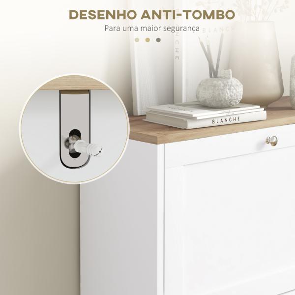 Sapateira Estreita com 2 Portas Sapateira para Entrada com Prateleiras Ajustáveis para 12 Pares de Sapatos 60x24x80 cm Branco