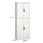 Armário de Cozinha Móvel Auxiliar de Cozinha com 4 Portas e 5 Prateleiras Estilo Moderno Anti - Tombo 60x36x168cm Branco
