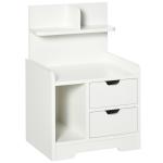 Mesa de Cabeceira Moderna com 2 Gavetas e 3 Compartimentos para Sala de Estar Quarto Carga 30 kg 40x30x60 cm Branco