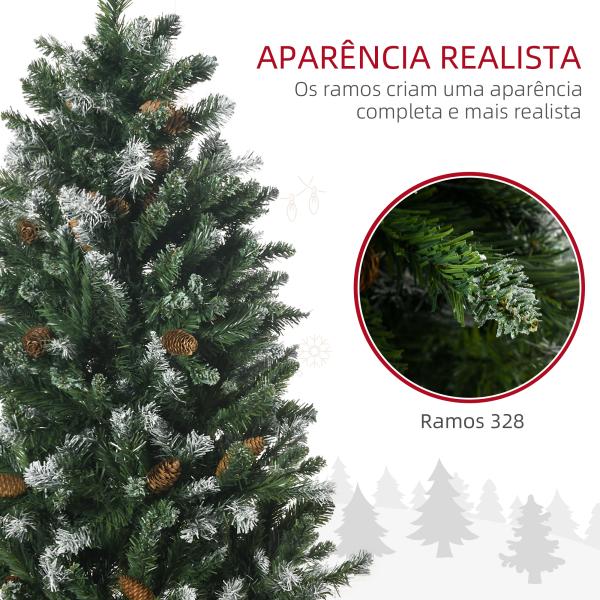 Árvore de Natal Artificial Nevada Altura 120 cm com 328 Ramos e Suporte Metálico Verde