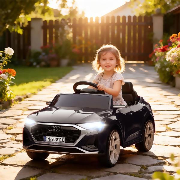 Carro Elétrico para Crianças Carro Audi Q8 Etron Sportback Infantil 12V Faróis Buzina e Música 98x49,5x43 cm Preto