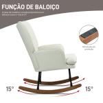Conjunto de Poltrona Baloiço com Apoio para os Pés Poltrona Relax com Almofada Acolchoada e Anti - Tombo 64x89x90 cm Bege