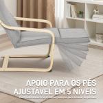 Poltrona Relax com Apoio para os Pés Ajustáveis Poltrona Estofada em Tecido com Estrutura de Madeira 66,5x94x100 cm Cinza Claro