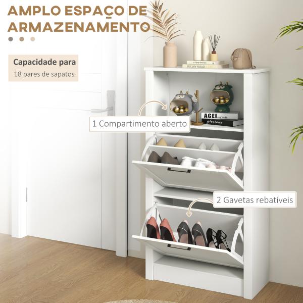 Sapateira Estreita com Prateleiras Ajustáveis e Compartimento Aberto para 10 Pares de Sapatos 58x24x105 cm Branco