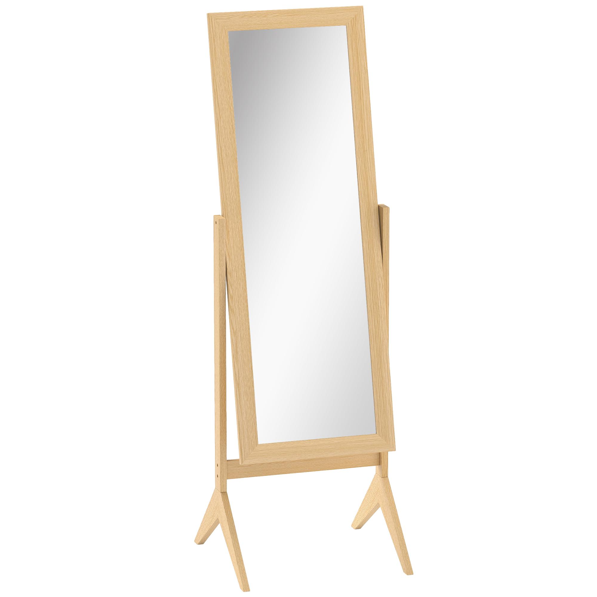 Espelho de Pé para Maquilhagem Reclinável com Estrutura de Madeira para Dormitório Vestidor 47x46x148 cm Carvalho
