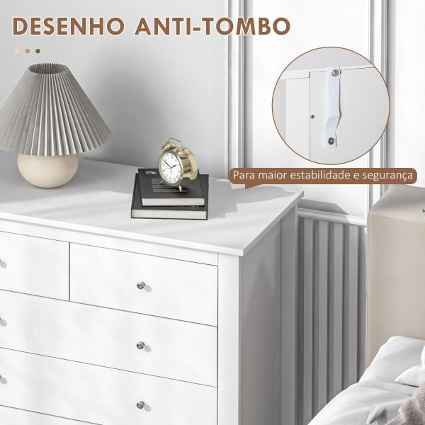Cómoda com 5 Gavetas com Pés Elevados para Sala e Escritório Estilo Moderno 79x39,5x80,5 cm Branco