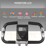Bicicleta Estática Dobrável Silenciosa com 8 Níveis de Resistência, Monitor LCD, Assento Ajustável e Rodas, Cinzento
