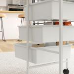 Carrinho Auxiliar com Rodas Carrinho de Cozinha de 3 Níveis com 3 Cestos e Estrutura de Aço 40,8x33,5x60,5 cm Branco