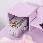 Toucador Infantil com Banco e Espelho Mesa de Maquilhagem Infantil Estilo Princesa de Madeira 59x39x92cm Rosa
